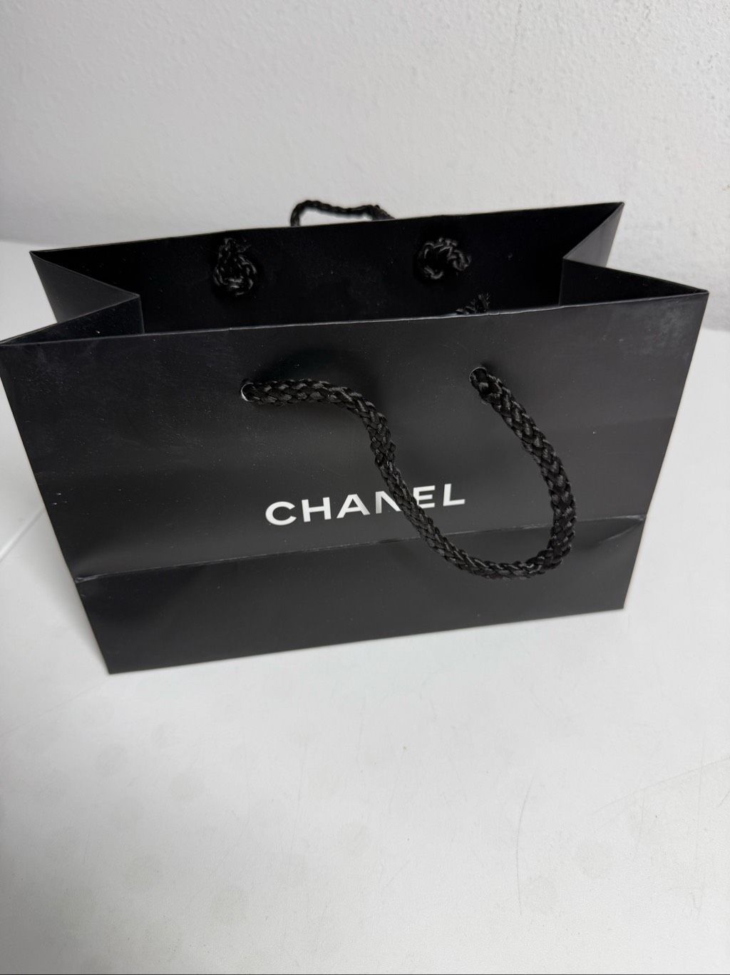 Chanel Black Paper Shopping Bag Gift Packaging Boutique Bag 10 X 8 Inches